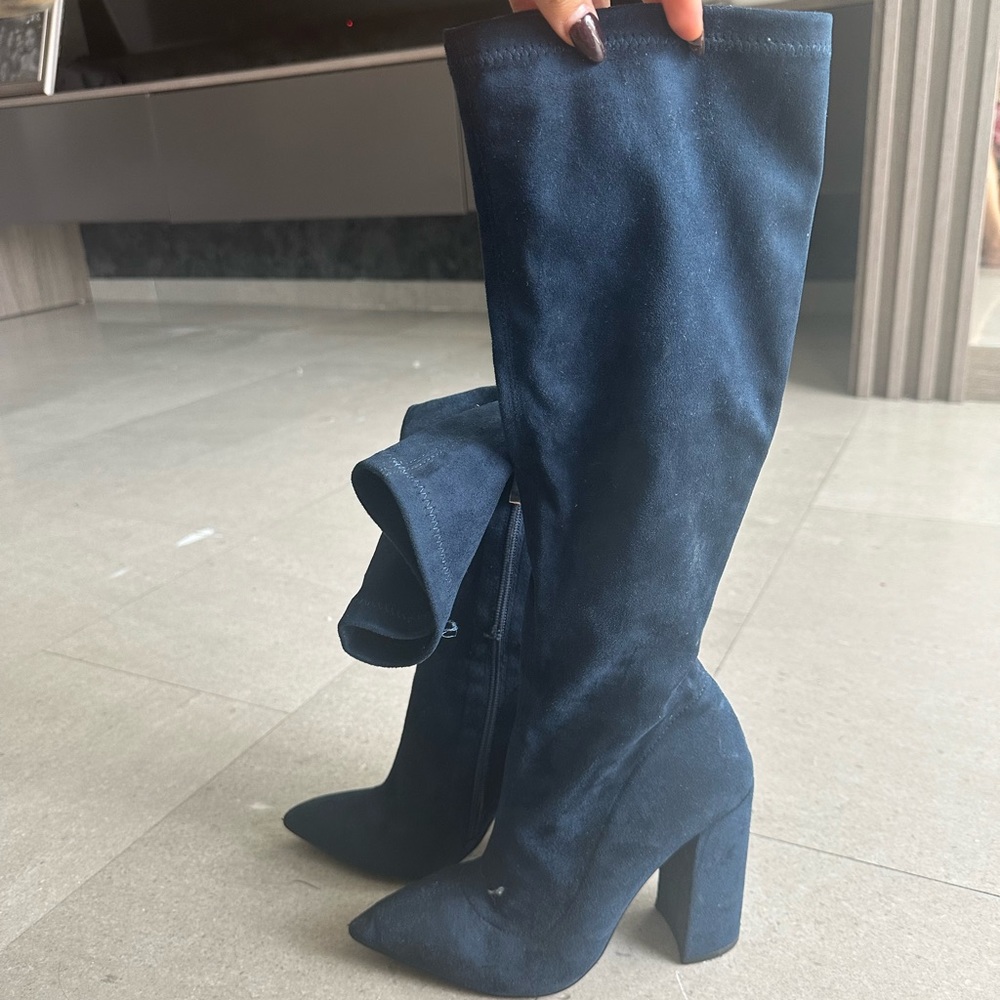 Blue knee boots